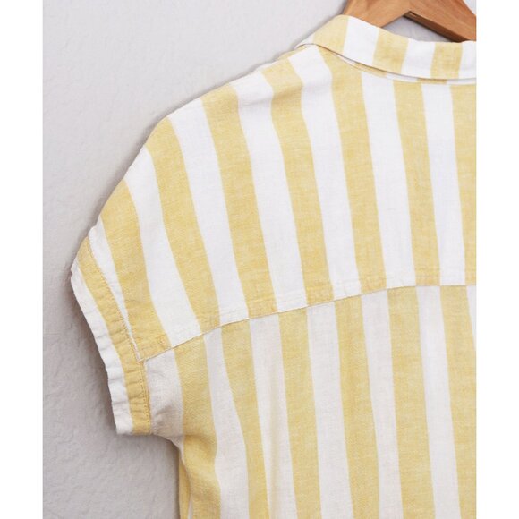 Marine Layer Dana Striped Shirt Yellow White Button Down Top Linen Blend S $88 - Picture 15 of 15